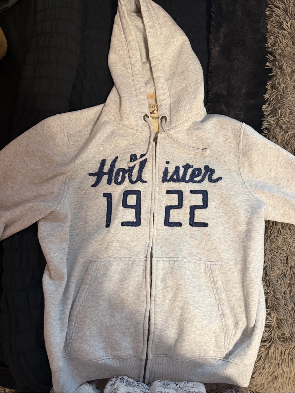 Hollister Light Gray Zip Hoodie